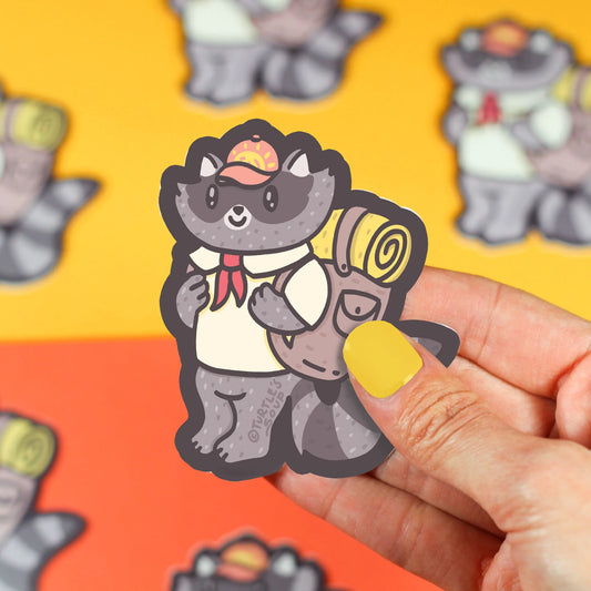 Tomfoolery Toys | Adventurer Raccoon Vinyl Sticker